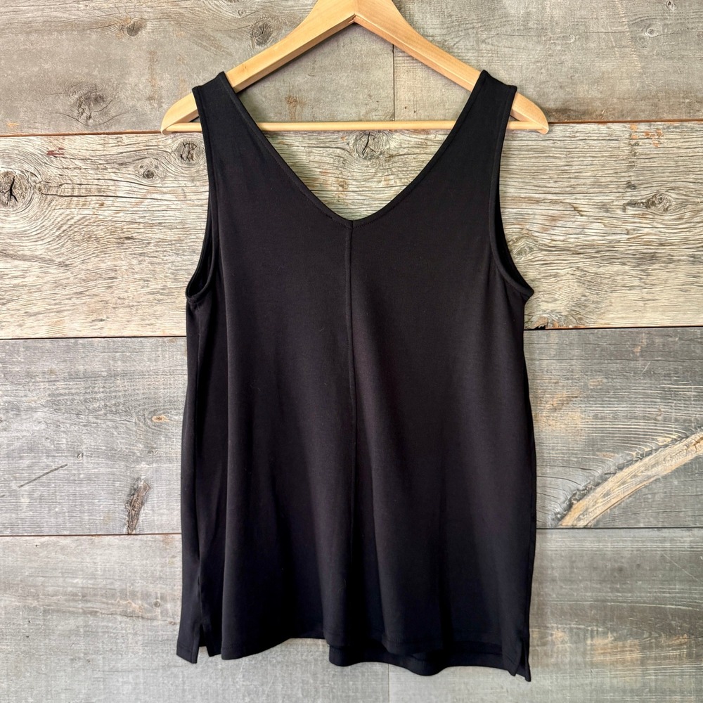 Daily Ritual Jersey V-Neck Tank Top S Black Cropped Stretch Everyday Minimalist - Picture 5 of 7